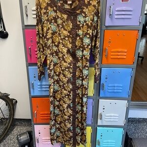 RARE Vintage Cottage Core April Cornell Brown Floral Maxi Dress, NWT